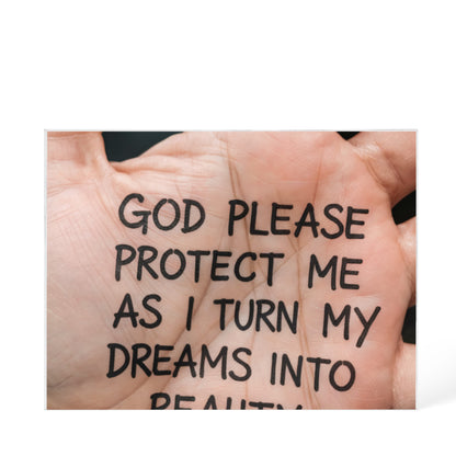 “God Please Protect Me” Inspirational Acrylic Block – A Prayer for Dreamers and Doers