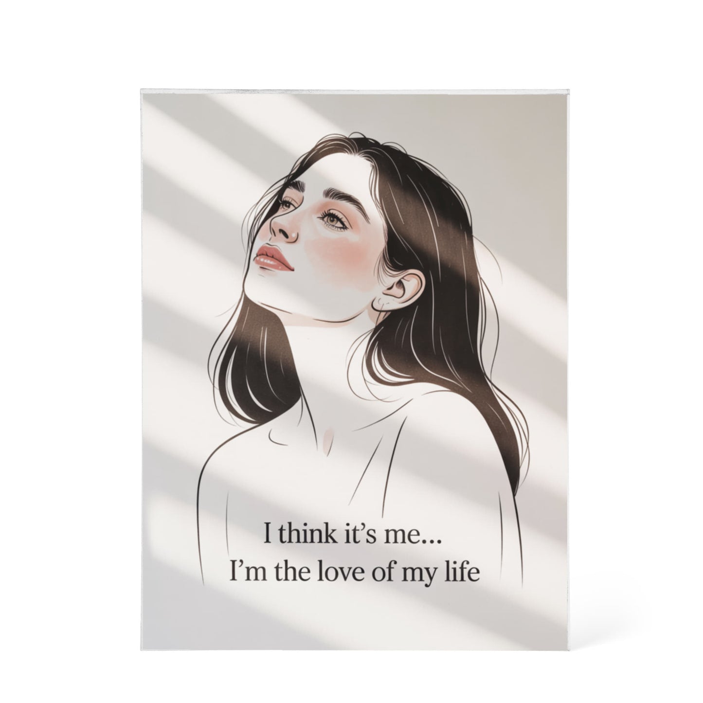 Self-love affirmation acrylic plaque on wooden desk