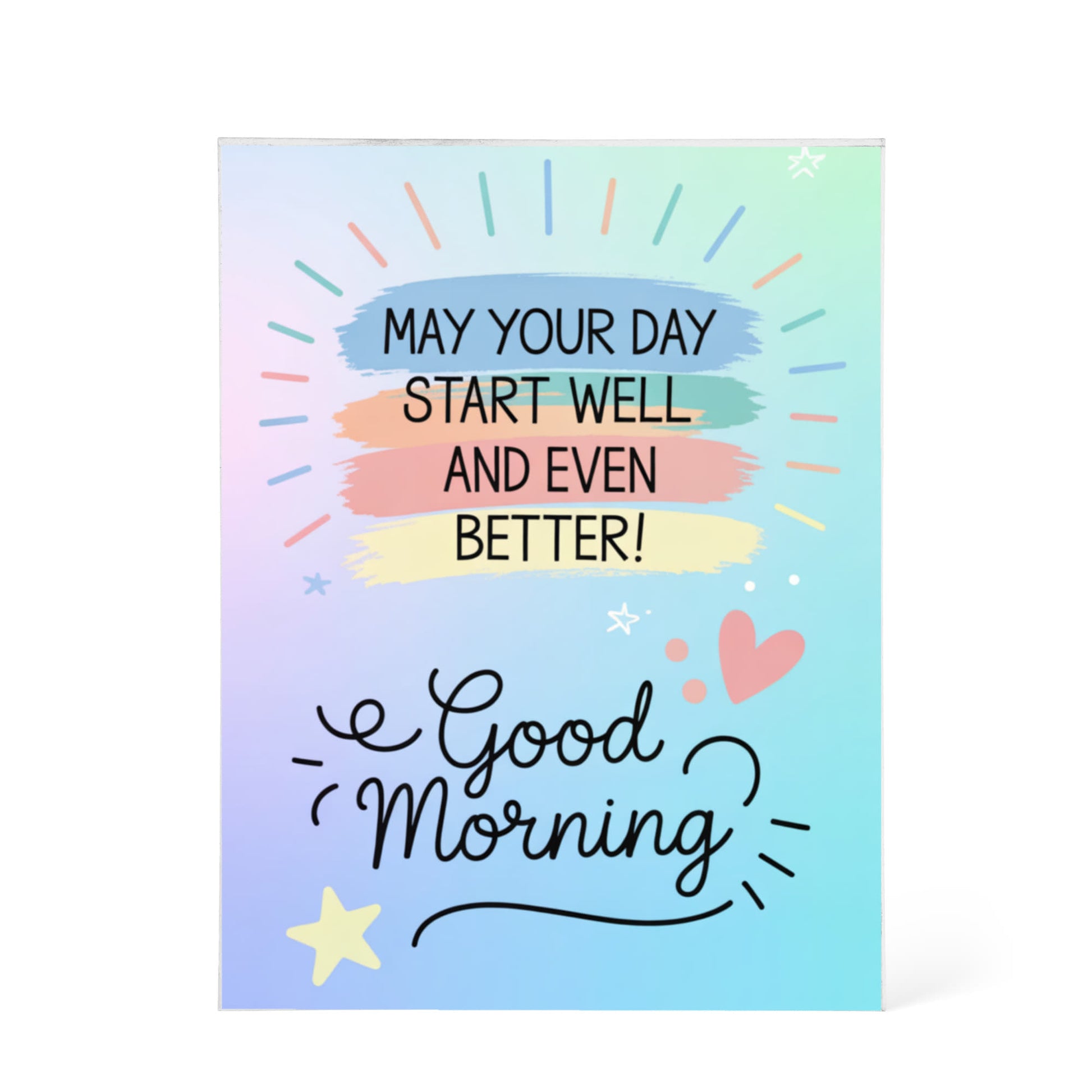 Acrylic block close-up showing UV-printed inspirational message