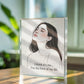 Gift packaging for “I Think It’s Me” acrylic block with tissue wrap