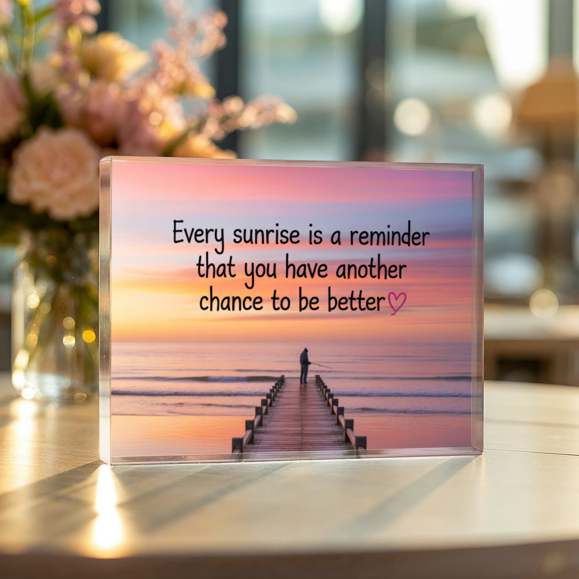 Premium polished acrylic block inspirational message modern decor