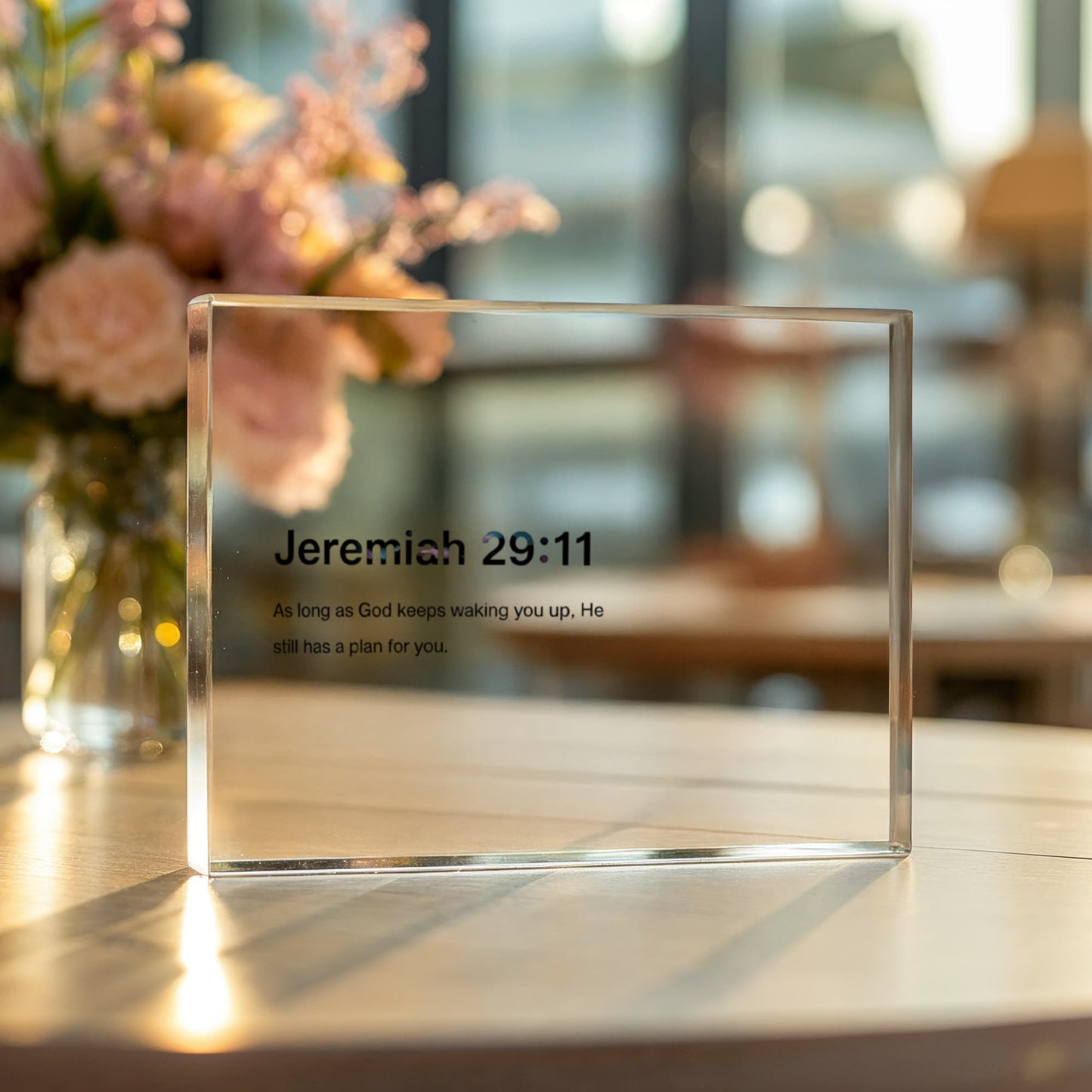 Jeremiah 29:11 Printed Acrylic Block – Inspirational Christian Home Decor with Scripture Quote ‘As Long As God Keeps Waking You Up, He Still Has a Plan for You