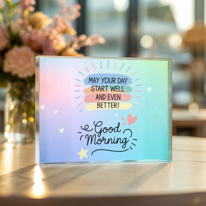 Gift-ready inspirational quote acrylic plaque with packaging