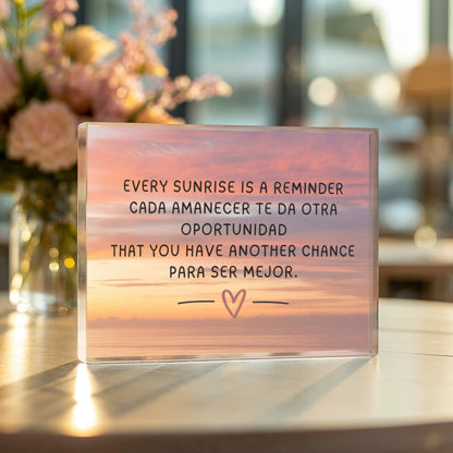 Lifestyle photo of bilingual inspirational décor in cozy living room