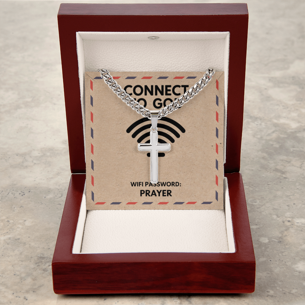 Modern Christian jewelry piece in stainless steel or gold finish