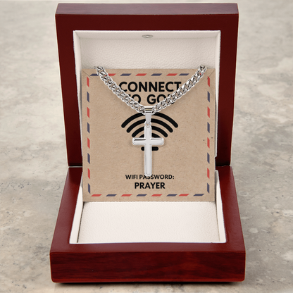 Modern Christian jewelry piece in stainless steel or gold finish