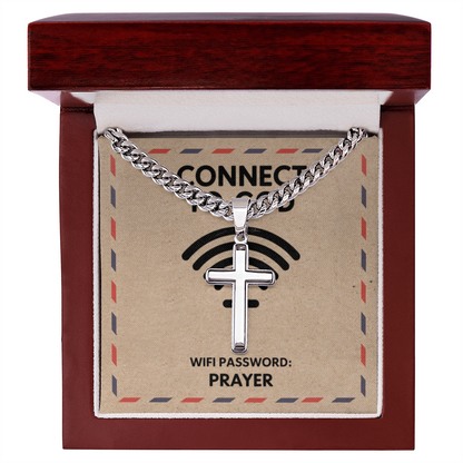 Faith-inspired cross pendant with bold Cuban link chain