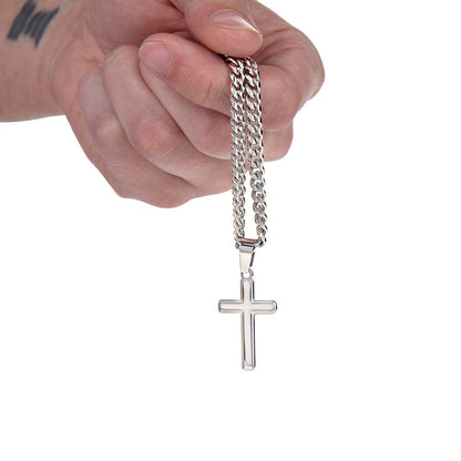 “Don't Let Loneliness Lead You Back” Personalized Cross with Cuban Link Chain