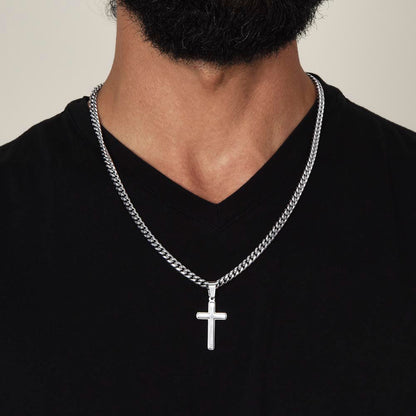 “Don't Let Loneliness Lead You Back” Personalized Cross with Cuban Link Chain
