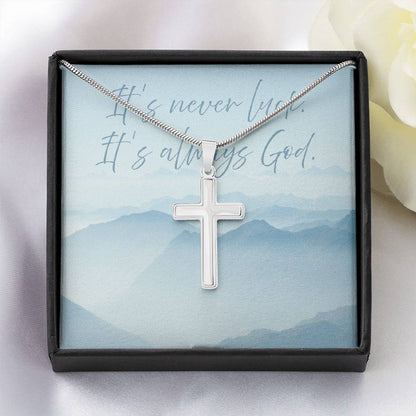 “It's Never Luck, It's Always God” Artisan Cross Necklace