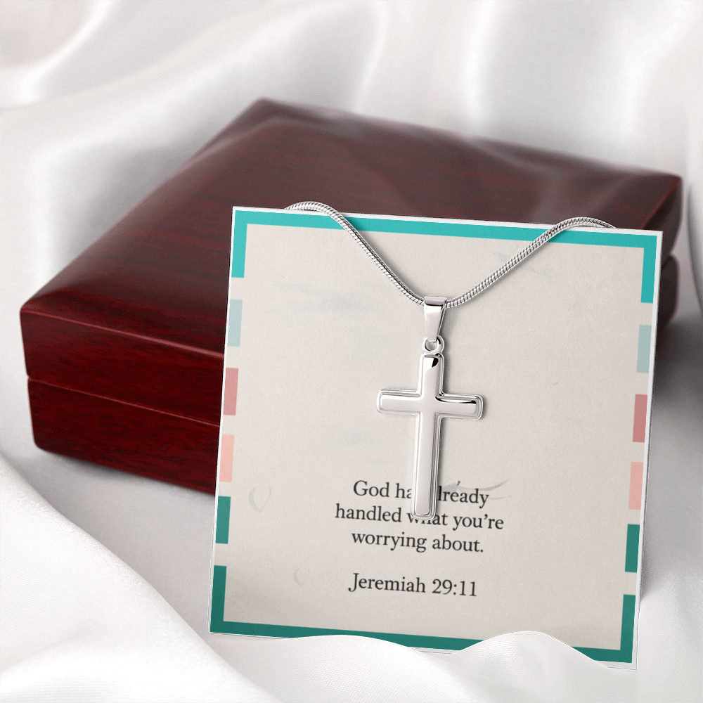 Jeremiah 29:11 necklace displayed in gift box with inspirational card
