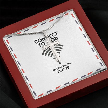 18k yellow gold finish cross pendant on adjustable snake chain