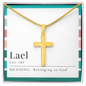 Polished stainless steel Lael cross necklace in gift box