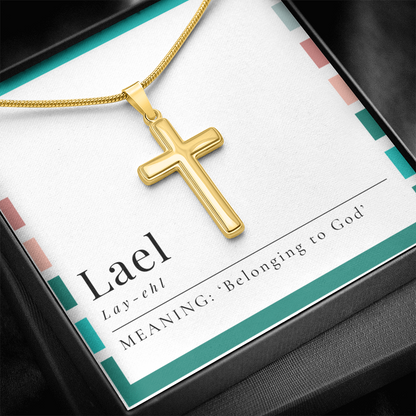 Lael – “Belonging to God” Artisan Cross Necklace with Snake Chain