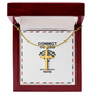 Close-up of lobster clasp closure and adjustable chain detail