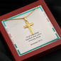 18k yellow gold cross necklace symbolizing divine peace and purpose