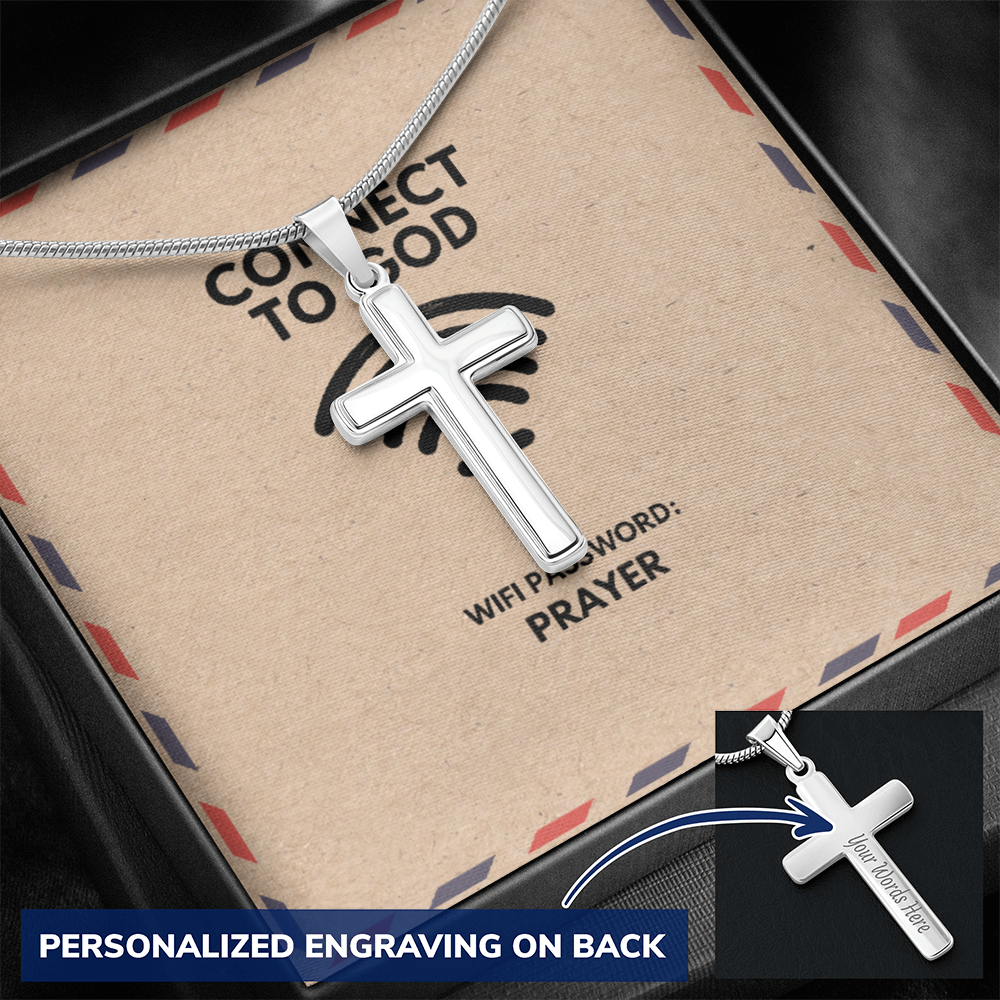 Stainless steel cross pendant symbolizing connection to God