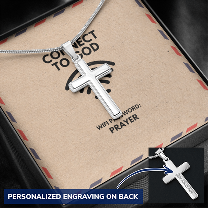 Stainless steel cross pendant symbolizing connection to God