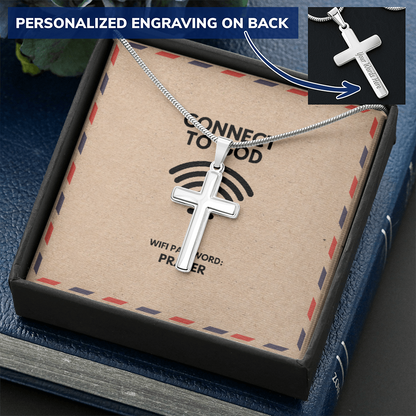 Stainless steel cross pendant symbolizing connection to God