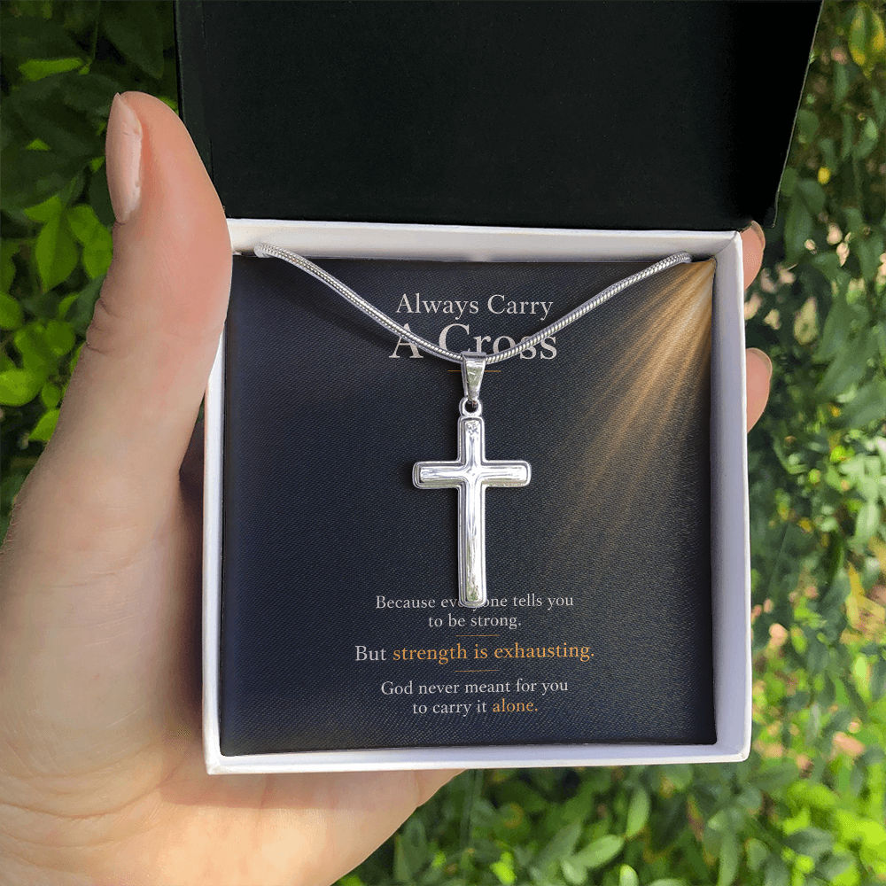 Always Carry a Cross Necklace | Personalized Christian Gift for Strength, Faith & Encouragement
