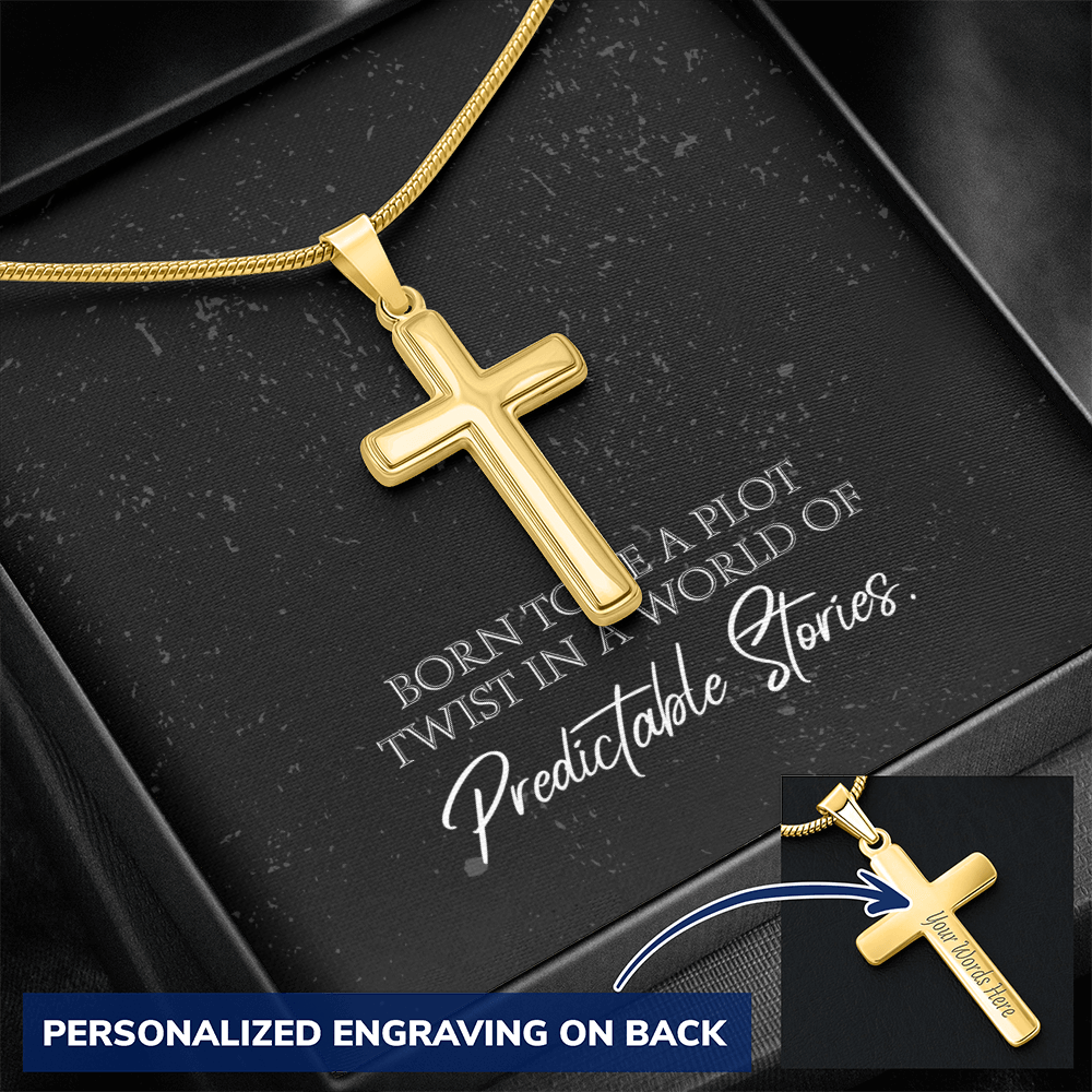 "Born to Be a Plot Twist" Personalized Cross Necklace