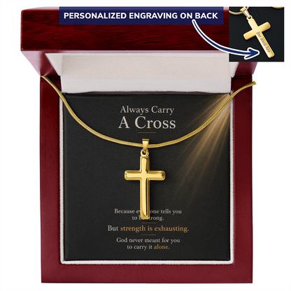 Always Carry a Cross Necklace | Personalized Christian Gift for Strength, Faith & Encouragement