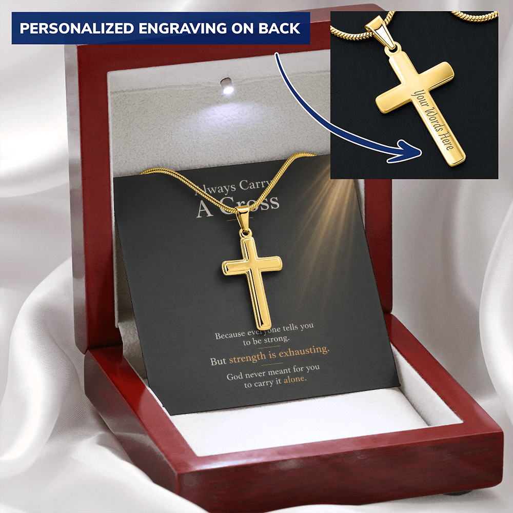 Always Carry a Cross Necklace | Personalized Christian Gift for Strength, Faith & Encouragement