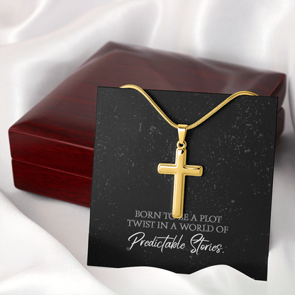 "Born to Be a Plot Twist" Personalized Cross Necklace