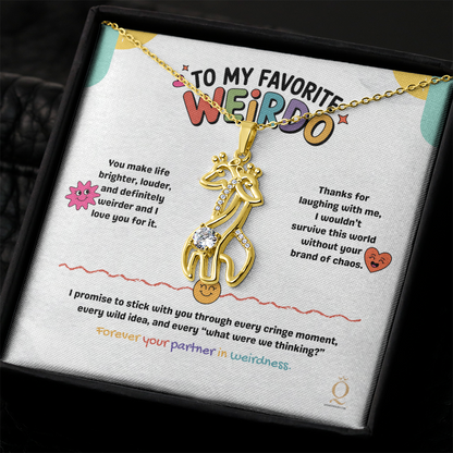 Dainty giraffe necklace with crystal
