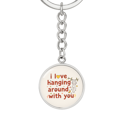 Close-up of monkey illustration on circle pendant