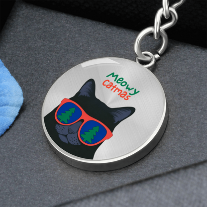 Meowy Catmas Keychain | Funny Christmas Cat Gift | Cute Cat Lover Stocking Stuffer