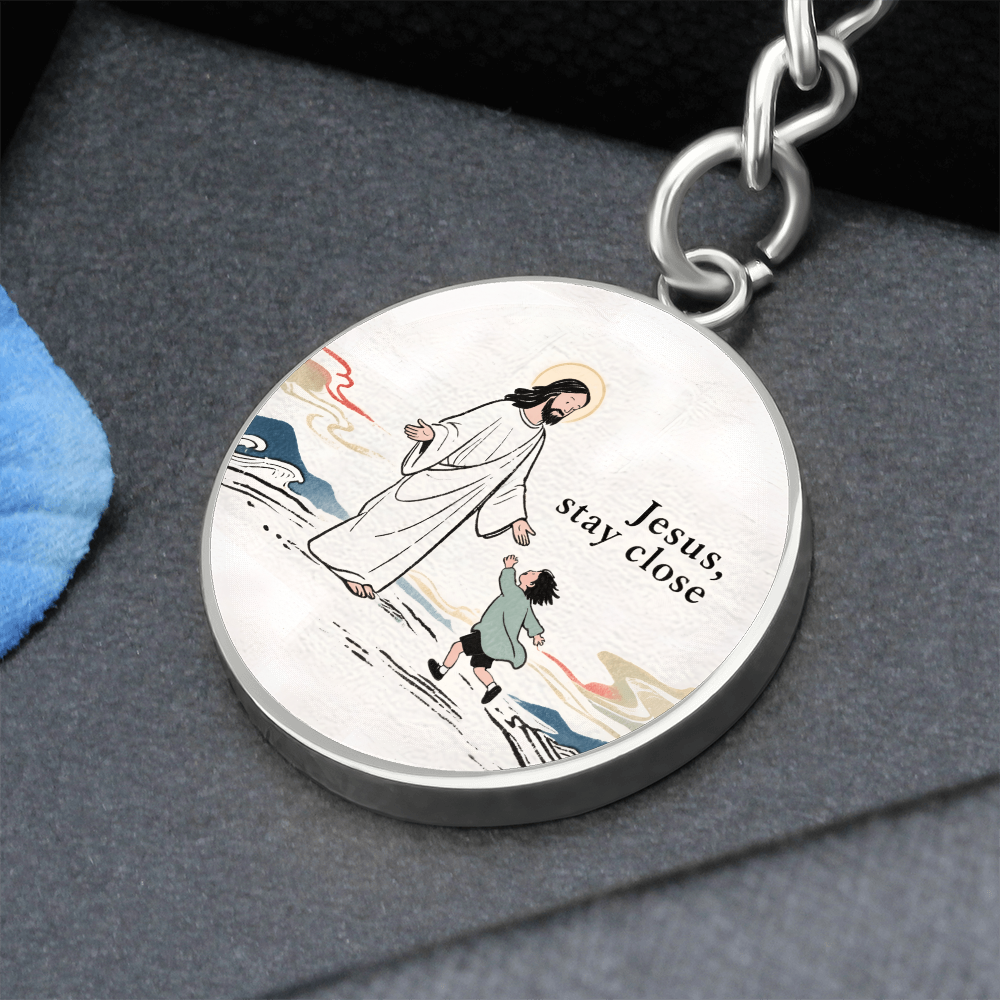 Jesus Stay Close Keychain | Christian Circle Keychain Gift | Faith Reminder Accessory | Religious Keepsake