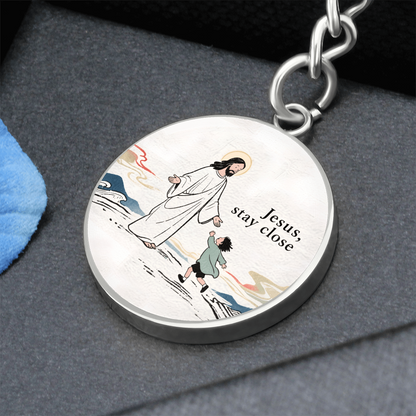 Jesus Stay Close Keychain | Christian Circle Keychain Gift | Faith Reminder Accessory | Religious Keepsake