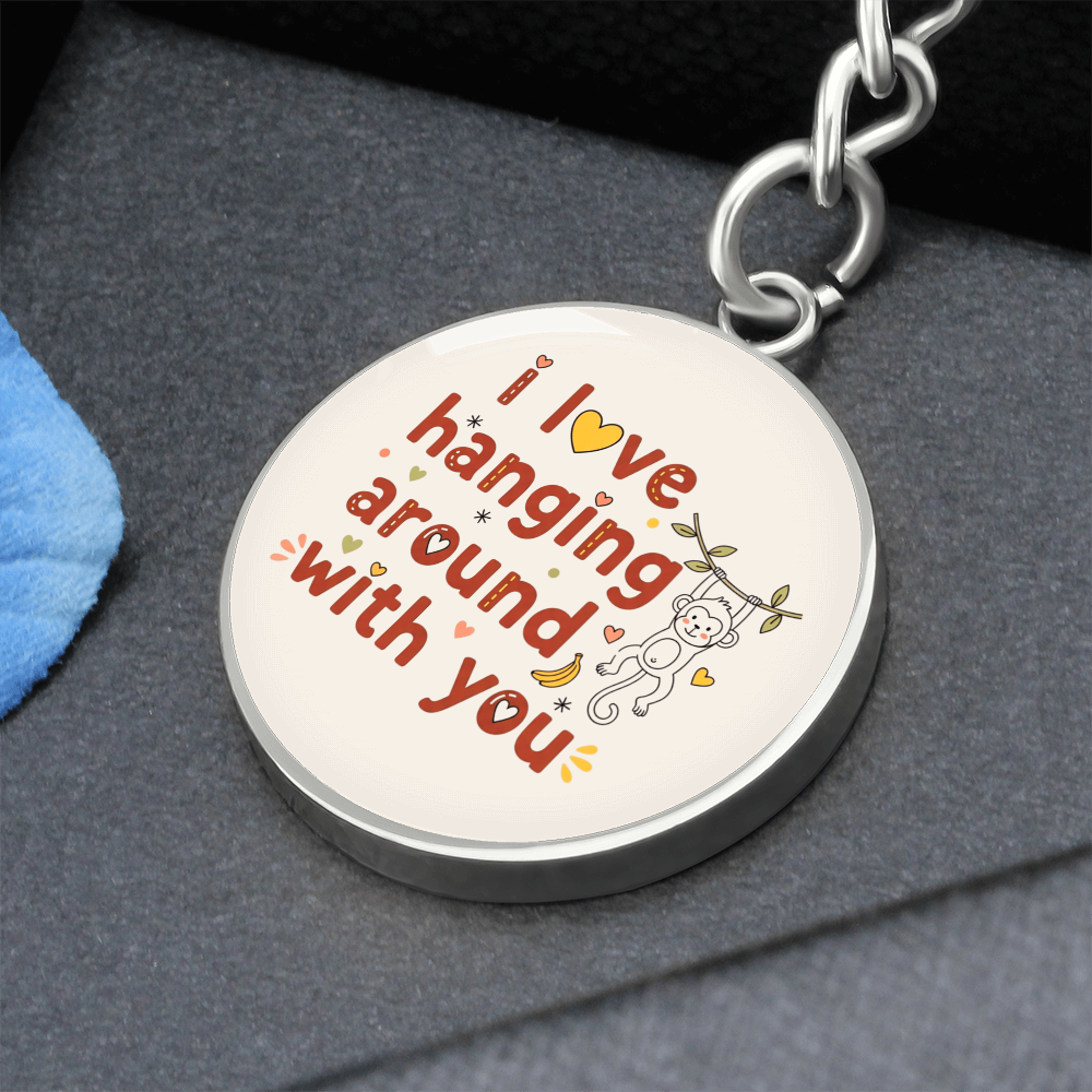 Monkey themed keychain with heartfelt message