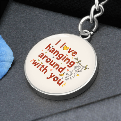 Monkey themed keychain with heartfelt message
