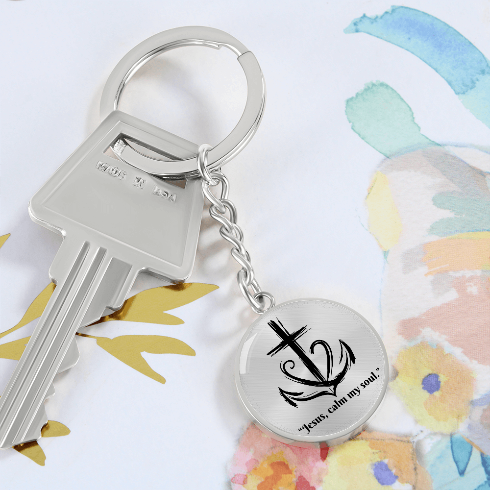 Jesus, Calm My Soul: Circle Keychain – Christian Anxiety Relief Gift | Peace & Comfort Reminder for Overwhelmed Hearts