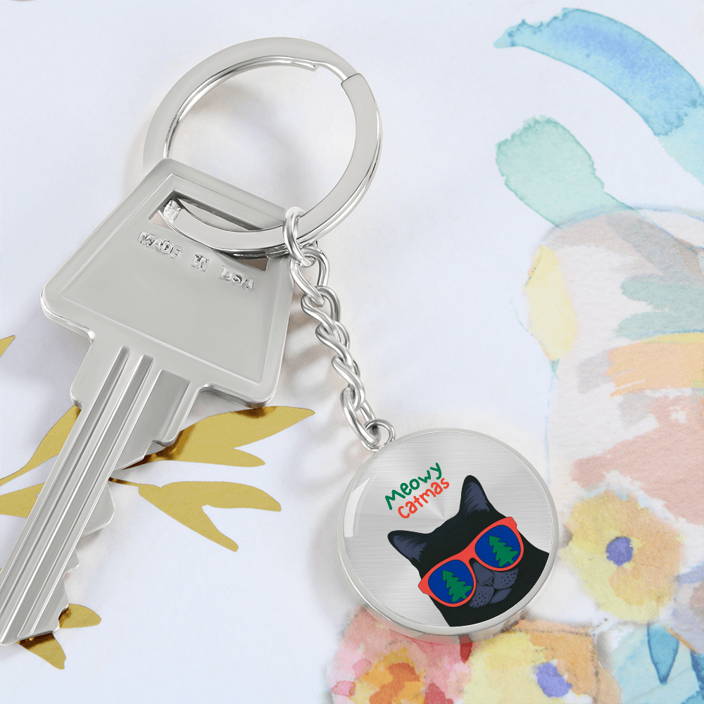 Meowy Catmas Keychain | Funny Christmas Cat Gift | Cute Cat Lover Stocking Stuffer
