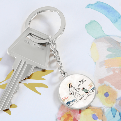 Jesus Stay Close Keychain | Christian Circle Keychain Gift | Faith Reminder Accessory | Religious Keepsake