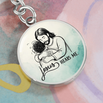 Jesus Hears Me Keychain | Christian Encouragement Gift | Faith Reminder Circle Keychain