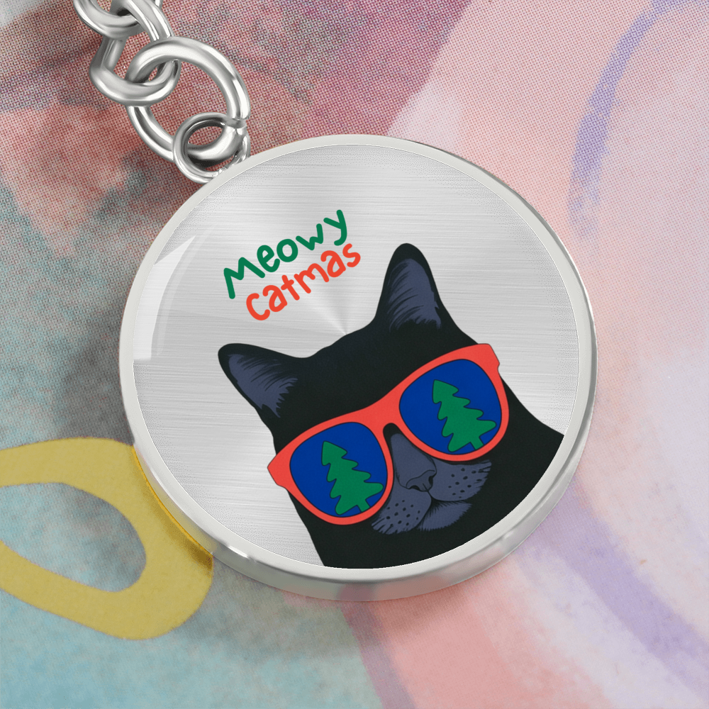Meowy Catmas Keychain | Funny Christmas Cat Gift | Cute Cat Lover Stocking Stuffer
