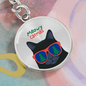 Meowy Catmas cat keychain polished steel finish