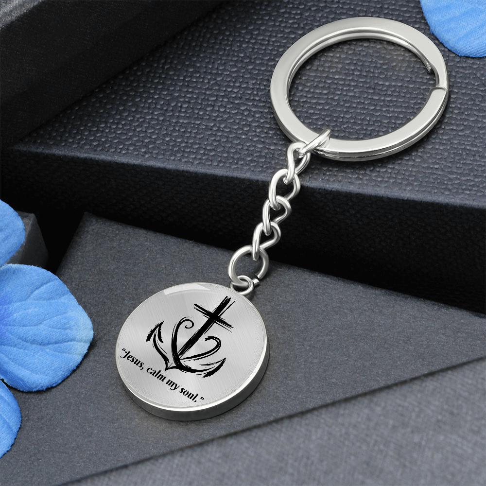 Jesus, Calm My Soul: Circle Keychain – Christian Anxiety Relief Gift | Peace & Comfort Reminder for Overwhelmed Hearts