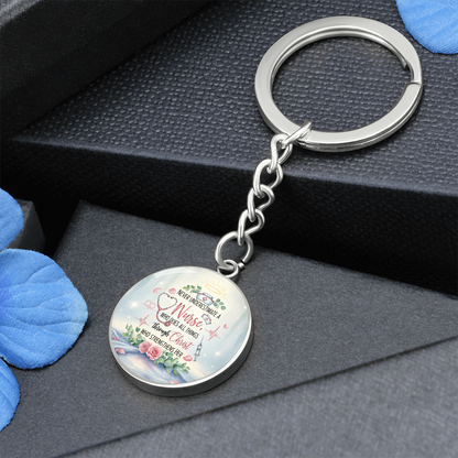 Nurse Prayer Keychain | Inspirational Christian Gift for Nurses | Faith-Based Medical Gift | Graphic Circle Keychain