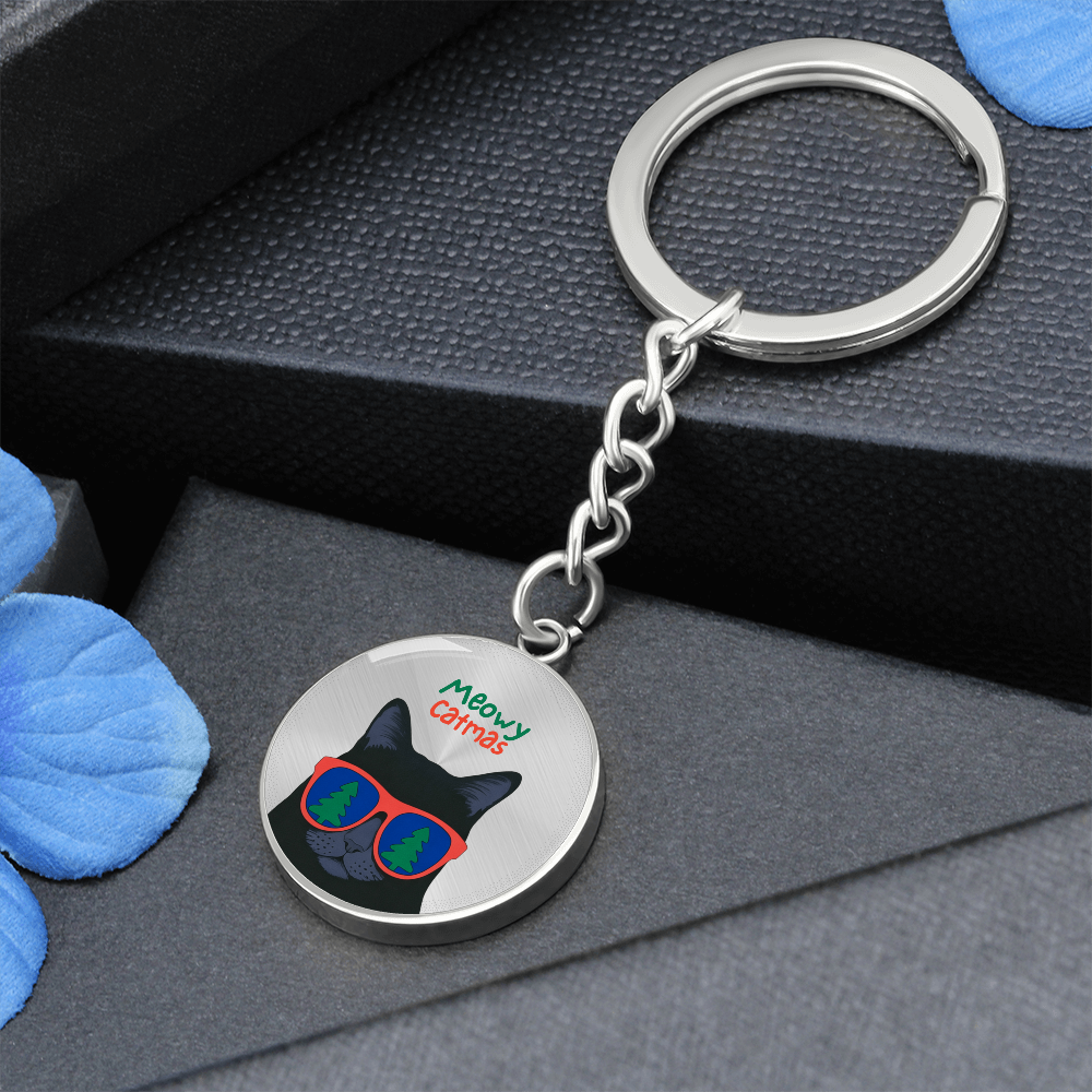 Meowy Catmas Keychain | Funny Christmas Cat Gift | Cute Cat Lover Stocking Stuffer