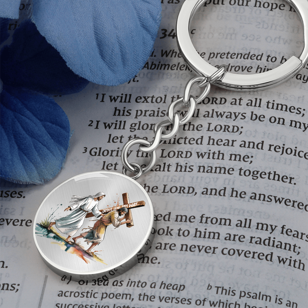 Jesus, Lead My Way – Faith-Inspired Graphic Circle Keychain for Daily Guidance & Strength | Christian Gift for Men & Women
