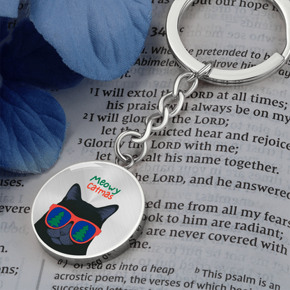 Meowy Catmas Keychain | Funny Christmas Cat Gift | Cute Cat Lover Stocking Stuffer