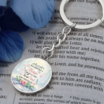 Nurse Prayer Keychain | Inspirational Christian Gift for Nurses | Faith-Based Medical Gift | Graphic Circle Keychain