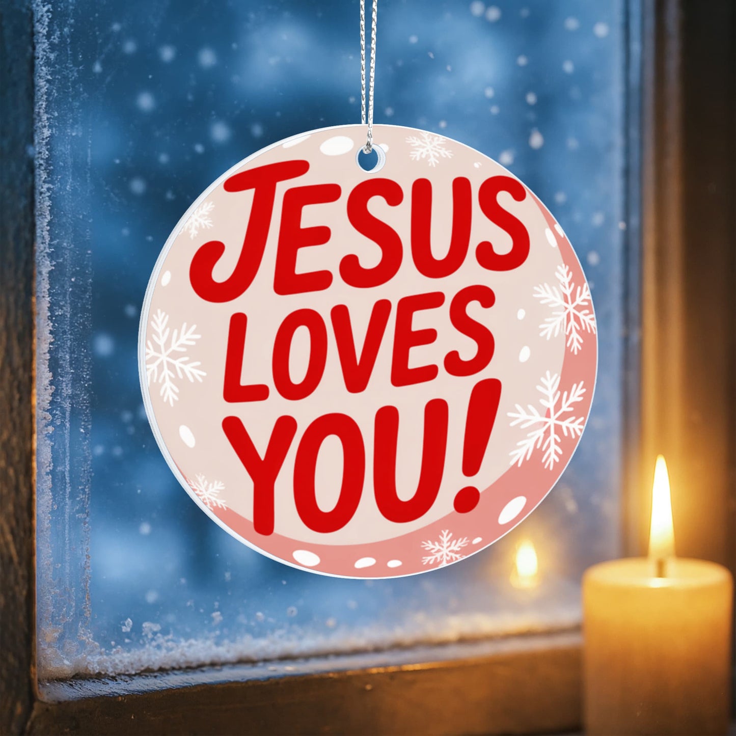 Jesus Loves You Acrylic Ornament | Christian Christmas Decor | Inspirational Faith Gift