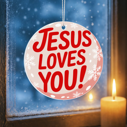 Jesus Loves You Acrylic Ornament | Christian Christmas Decor | Inspirational Faith Gift