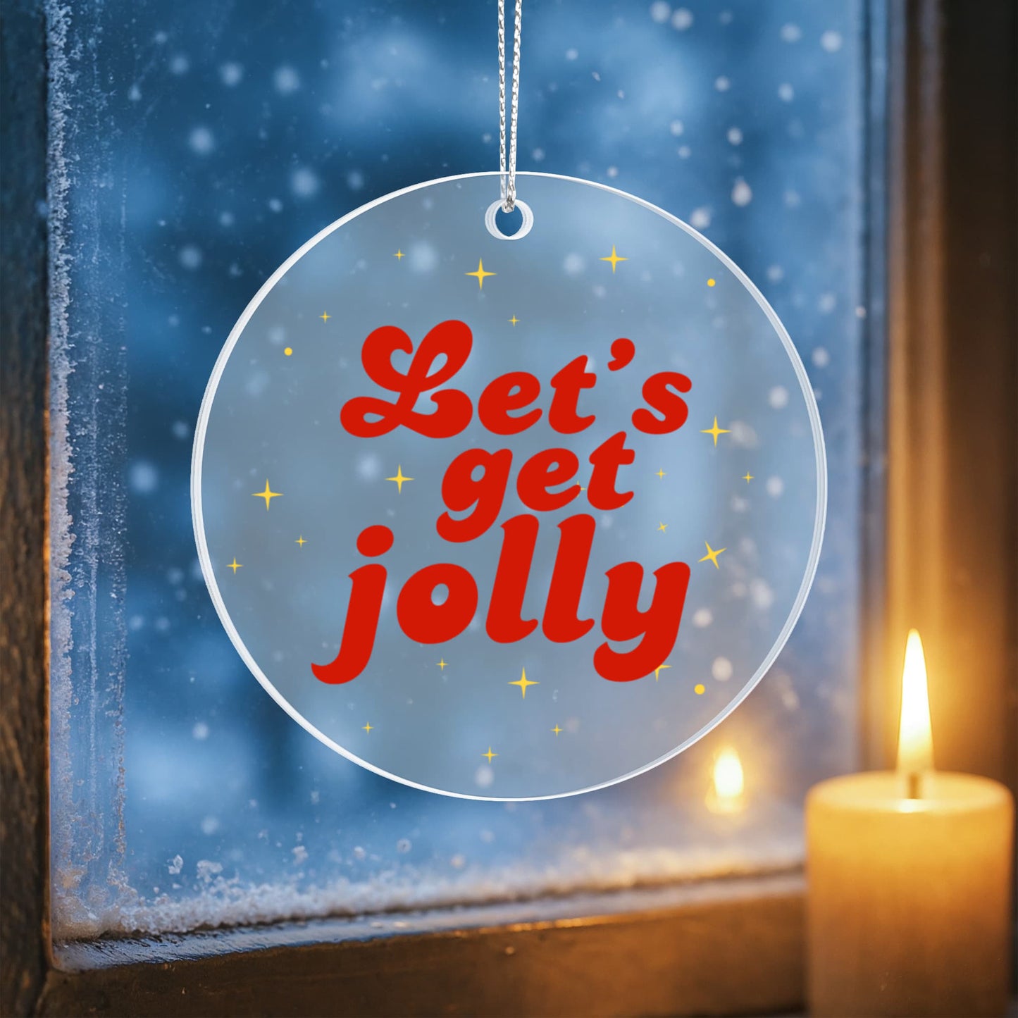 Let's Get Jolly Acrylic Circle Ornament – Festive Holiday Tree Decoration, Christmas Gift Keepsake